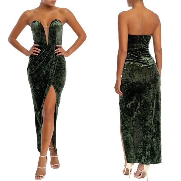 Hunter Green Velvet Maxi Dress - Picture 5 of 7